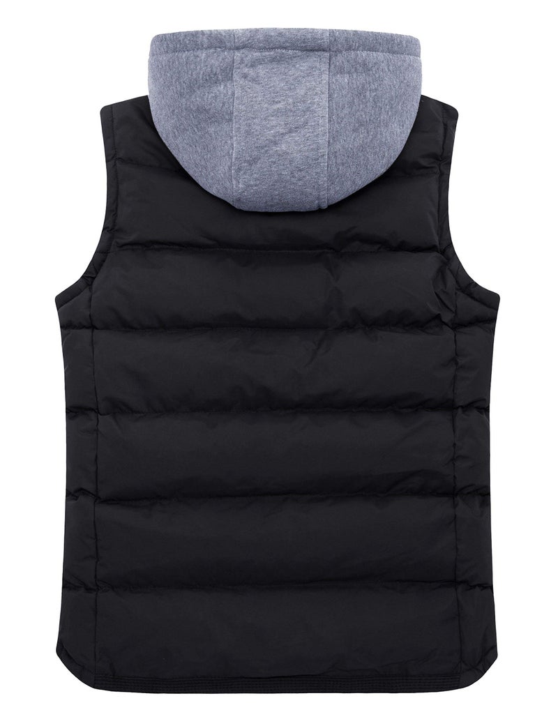 ZSHOW Men's Puffy Vest Removable Hooded Black Winter Vest Jacket(Black,Large) - Image 2